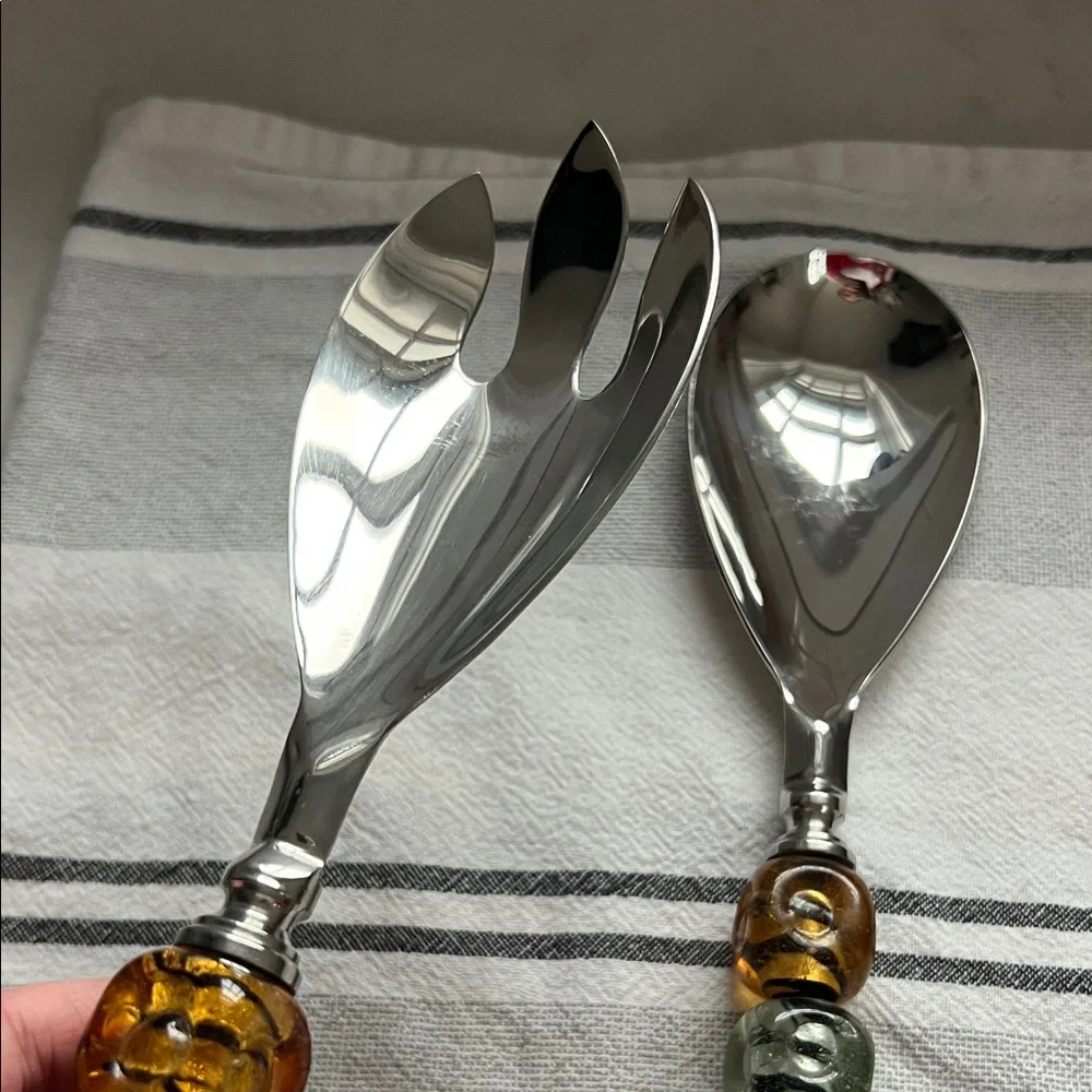 Colorful Beaded Handle Salad Servers